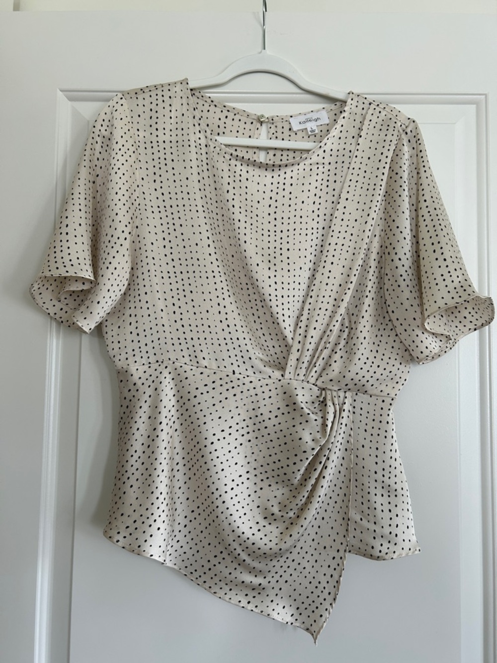 Kaileigh Cream Blouse with Black Polka Dots